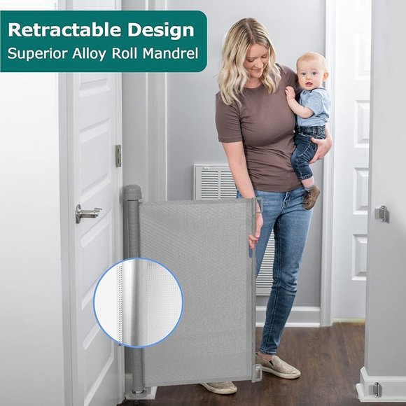 COPY - COPY - Retractable Baby Gate, Extra Wide Safety Kids or Pets Gate, 33” T… - Picture 3 of 9